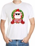 Bellatio Decorations Shoppartners Bv Foute kerst shirt wit - stoned Kerstman - light up my tree / joint - voor heren M