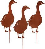 UNUS® Tuinsteker gans set van 3, tuindecoratie in roestlook