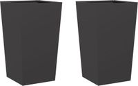 vidaXL Plantenbakken - 2 st - 45x45x75 cm - Staal - Zwart
