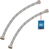 KOTARBAU® 2 Stuks - Flexibele Aansluitslang 1/2“x3/8“ - Aansluitslang Armatuur 40 cm - Flexibele Kraanslang - Wartelmoer x Knelkoppeling - Sanitaire Aansluitslang - Gevlochten Roestvrijstalen Aansluitslang