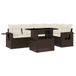 vidaXL 6-delige Loungeset met Kussens, Poly Rattan, Bruin