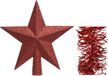 Kaemingk B.V. Décoration de Noël étoile en plastique pailletée 19 cm et guirlandes ondulées en aluminium, lot rouge