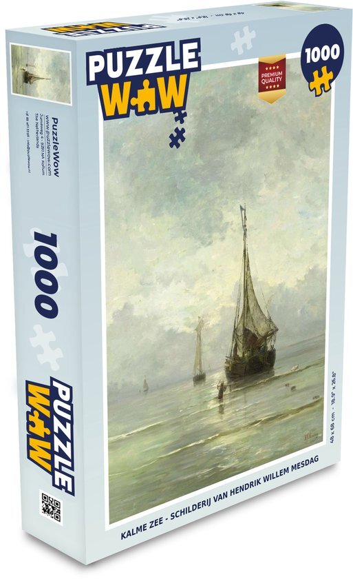 MuchoWow Puzzel Kalme zee - Schilderij van Hendrik Willem Mesdag - Legpuzzel - Puzzel 1000 stukjes volwassenen