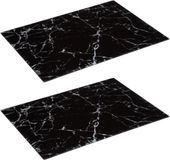 Secret de Gourmet Snijplank marmer print - 2x - glas - 40 x 30 cm - serveerplank/hapjes plank