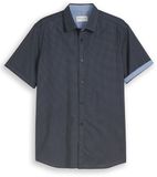 Tom Tailor - Korte Mouw Overhemd - Mannen - L - Blauw - Katoen - 1049604
