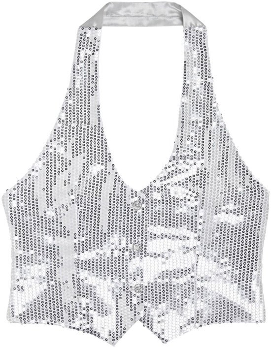 Widmann Vest glitter zilver dames XL-Maat: XL