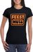 Bellatio Decorations Verkleed shirt voor dames - feest muts - zwart - glitter - carnaval/themafeest XXL