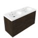 Saniclass Holz Frame Badkamermeubelset - 120x45x63.5cm - Palermo keramische wastafel wit - 2 wasbakken - 2 kraangaten - 2 lades - mat eiken charcoal (hout) SW1578607/SW24921