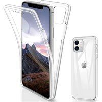 Phonillico® Hoesje voor Apple iPhone 12 MINI (5,4") - Transparant Volledig siliconen 2 in elkaar grijpende onderdelen voor en achter