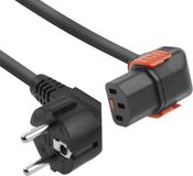 ACT Netsnoer Schuko CEE 7/7 male (haaks) - C13 IEC Lock (onder haaks) zwart 2 m