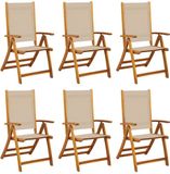 vidaXL Klapstoelen 6 stuks massief acaciahout en textilene Taupe