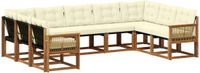 vidaXL - Hoek loungeset - 9 zitplekken - Natuurlijk en crème - Acacia hout