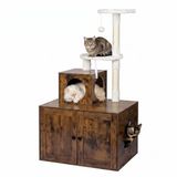 Relaxdays Krabpaal - 78x133x49 cm - donkerbruin en wit