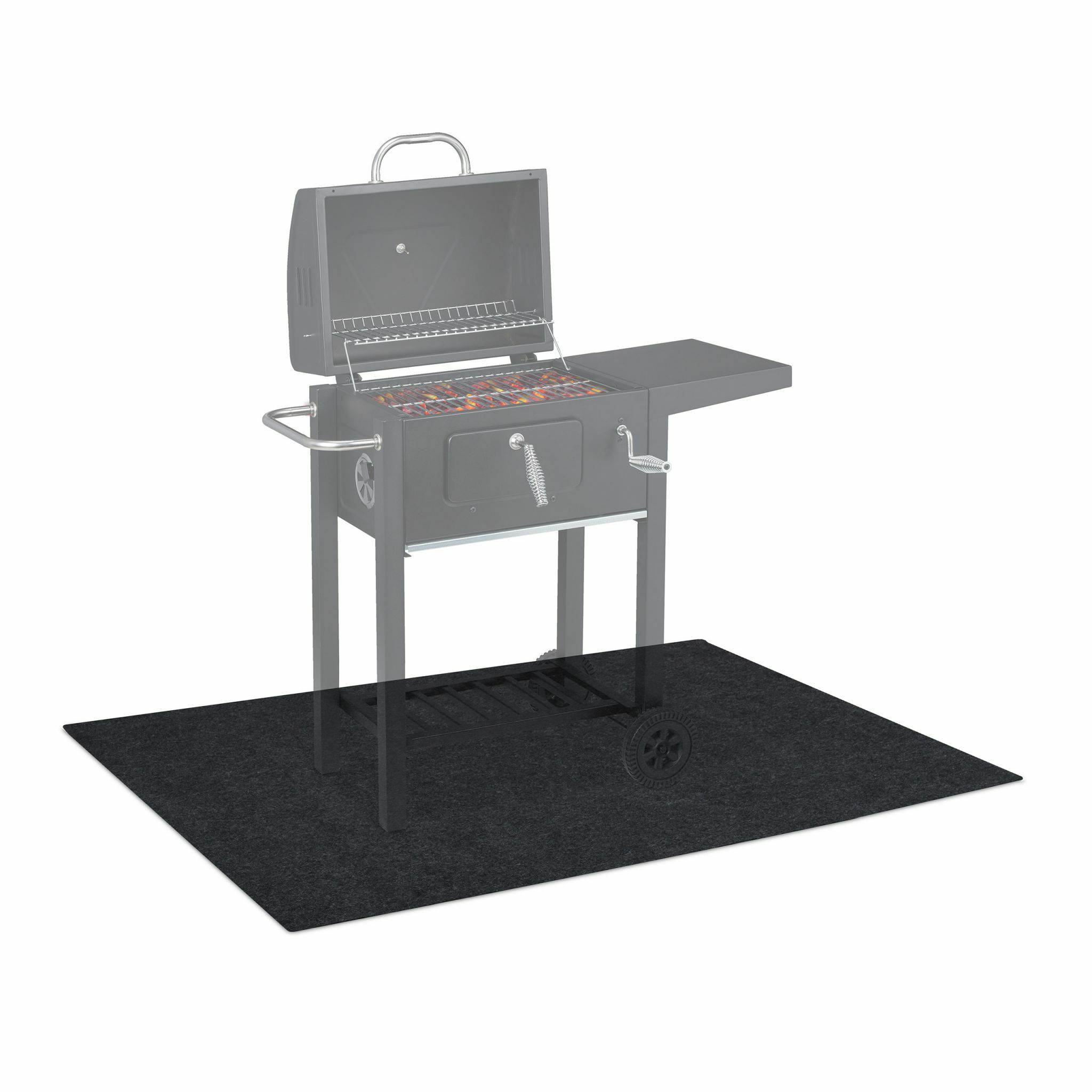 Relaxdays BBQ mat - barbecue vloermat - antislip - 120 x 100 cm - bbq kleed - antraciet