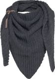 Knit Factory Demy Gebreide Omslagdoek - Driehoek Sjaal Dames - Dames sjaal - Wintersjaal - Stola - Wollen sjaal - Donkergrijs sjaal - Antraciet - 190x85 cm - Inclusief siersluiting