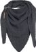 Knit Factory Demy Gebreide Omslagdoek - Driehoek Sjaal Dames - Dames sjaal - Wintersjaal - Stola - Wollen sjaal - Donkergrijs sjaal - Antraciet - 190x85 cm - Inclusief siersluiting