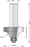 Hikoki Accessoires Hitachi 8 mm afrondfrees duivejager met onderlager 31.8 x 52 x 9.5 mm
