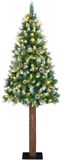 vidaXL - Slanke - Kerstboom - Groen - 180 - cm - PVC - en - massief - dennenhout