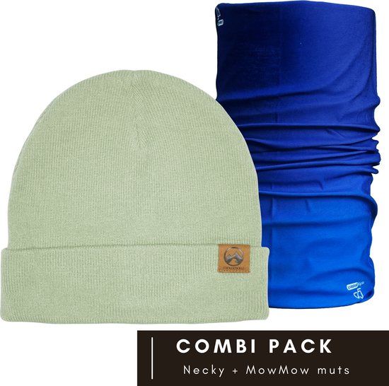 Necky Protect Nekwarmer + Muts - Unisex - One size - Groen/Lichtblauw/Donkerblauw