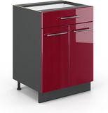 Vicco Fame-Line Keukenonderkast – 60 cm met lade, zonder werkblad Bordeauxrode hoogglans