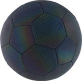 Merkloos / Sans marque A.I.&E. B.V. Lichtgevende Voetbal - Bal Maat 5 - Speelbal Holografisch/ Reflecterend - Voetbal Trainingsmateriaal - voor Binnen en Buiten Gebruik - Kinderen en Volwassenen - Nylon - Zwart