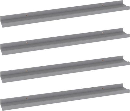 vidaXL Wandschappen - 4 stuks - 80x9x3 cm - Grijs