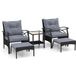 Coast Ensemble de mobilier de jardin Coast 5 pièces - chaises en rotin avec repose-pieds - coussins et table basse - marron mélangé