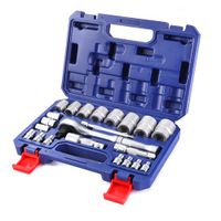 WORKPRO Set van 22 dopsleutels met ratelsleutel 1/4 inch, 3/8 inch, 1/2 inch (72 tanden), 3 verlengstangen, praktische en robuuste doos, rateldoppenset voor mechanisch gereedschap