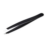 Amazon Basics Pince à épiler oblique, Pince professionnelle en acier inoxydable pour une épilation efficace, idéale pour les routines de beauté quotidiennes, boîtier de transport inclus, noir, lot de 1