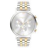Liebeskind Berlin Chronograaf voor dames, ronde behuizing (40 en 36 mm), kwartsuurwerk, roestvrij staal of leren armband, 5 ATM waterdicht, modern design, verschillende kleuren, zilver/goud