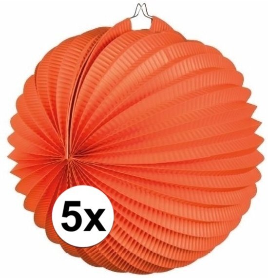 Oranje 5x Lampionnen oranje 22 cm