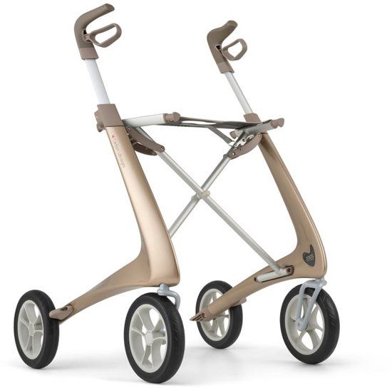 ByAcre Rollator Acre Carbon Ultralight L Champagne Gold Rollator with Organizer Bag