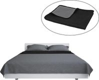 vidaXL - Couvre-lit - Recto verso - 170x210 cm - Quilt - Gris et Noir