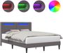 vidaXL Bedframe met LED-stripverlichting Grijs 120 x 190 cm Kunstleer