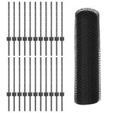 vidaXL - Zeshoekig gaashek met palen 50 x 0,6 m PVC-coated staal grijs