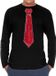 Bellatio Decorations Verkleed shirt heren - stropdas glitter rood - zwart - carnaval - longsleeve XL