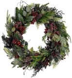 Mica Decorations Bodi Couronne de Noël avec Pommes de Pin - H13 x Ø50 cm - Bordeaux
