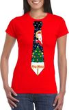 Bellatio Decorations Shoppartners Bv Fout kersttrui t-shirt - rood - met kerstboom stropdas print - voor dames M