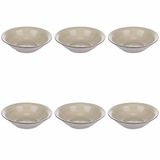 Set van 6 soepborden, Ø 21,2 cm, van aardewerk, handbeschilderd, zand, 4 tinten