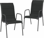 vidaXL Tuinstoelen 2 st staal en textileen zwart