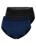 Schiesser 2PACK Retro Menstruatie onderbroekje - Schiesser Care Dames Onderbroek - zwart/donkerblauw