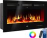 tectake Wandhaard Elektrische Haard Sfeerhaard 127 x 12 x 43 cm 900W & 1800W Afstandsbediening App Thermostaat Kachel Verwarming Hout Gloeieffecten 3D Vlammen Timer