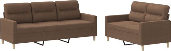 vidaXL 2-delige Loungeset met kussens stof bruin