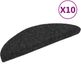 vidaXL - Tapis d'escalier - Autocollant - 10 - pièces - 56x17x3 - cm - Noir - Demi-rond