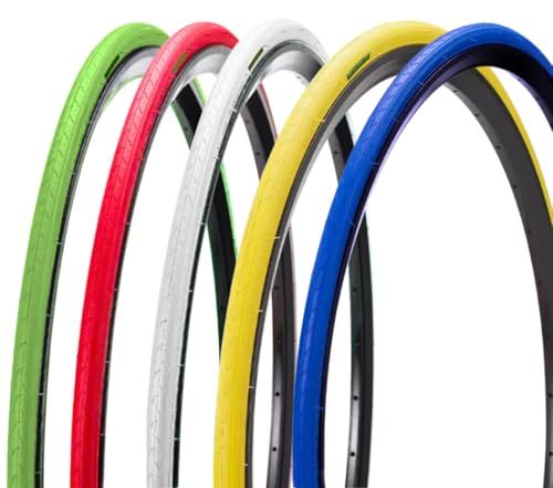 Gekleurde Clincherbanden 700X23C (23-622) + Presta-Ventiel Binnenbanden, Gladde Vaste Banden Voor Racefiets (Rood, 60 Mm)