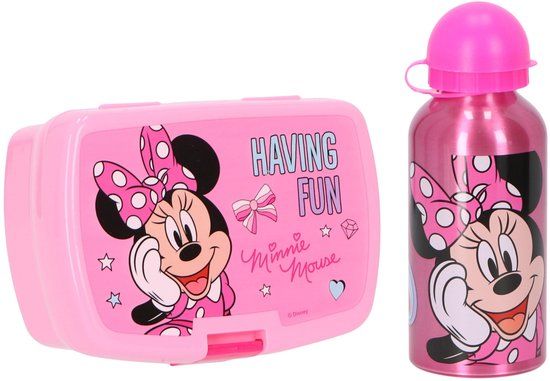 4KidsOnly Minnie Mouse Lunchset - Lunchbox - Drinkfles - Roze