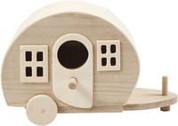 Merkloos Decoratie caravan - 2x - 18 cm - hout - om te beschilderen/versieren - hobby - Houten knutsel materiaal