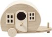 Merkloos Decoratie caravan - 2x - 18 cm - hout - om te beschilderen/versieren - hobby - Houten knutsel materiaal