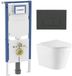 Geberit QeramiQ Dely Toiletset - 36.3x51.7cm - diepspoel - rimless - Geberit UP720 inbouwreservoir - softclose toiletzitting - bedieningsplaat antraciet mat - rechthoekige knoppen - met Burda frame - mat wit