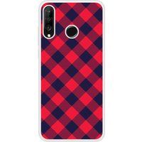 P30 Lite Tartan Rouge Bedrukt Siliconen Hoesje